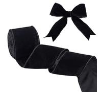 OLYCRAFT 10.9 Yards/10m Black Soft Velvet Wired Ribbon 64mm Single Face Velvet Ribbons Wired Velvet Ribbon Black Flat Wired Ribbons for Gift Wrapping Crafts Valentine's Day
