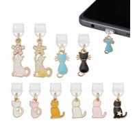 OLYCRAFT 10 Pcs Colorful Cat Dust Plug Charms 26~40mm Mobile Dustproof Plugs with Cat Pendants Type C Dust Plug Charm Type C Port Protector Phone Accessory for Most Type-C Phone
