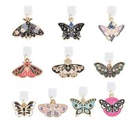 OLYCRAFT 10 Pcs Type-C Dust Plug Charm 2.5~3.3cm Phone Anti-Dust Plugs with Butterfly Pendants Mobile Dustproof Plugs Moth USB C Port Caps Protector Pendants for Most Type-C USB Cell Phone