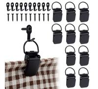 OLYCRAFT 10 Sets Black Heavy Duty Tapestry Hangers Clamps Wall Hanging Rug Stainless Steel Clips Non-Slip Quilt Hangers with D-Shape Design for Rugs Blankets Fabrics Home Decor Hanging Solution