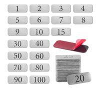 OLYCRAFT 100 Pcs Self-Adhesive Aluminum Numbered Tags 60x25mm Rectangular Aluminum Number Plates with Adhesive Backing Number 1-100 Self-Adhesive Metal Number Tag for Door House Office
