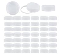 OLYCRAFT 100 Pcs White Screw-On Caps Reusable Plastic Bottle Caps White Plastic Seal Lid Screw Bottle Cap Replacement Lid Twist Cap for Juice Bottles Handmade Decorations - Inner Diameter 38mm