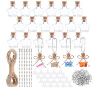 OLYCRAFT 100 Sets 5ml Mini Plastic Bottles Star Shaped Plastic Bottle Jars with Corks Stoppers Eye Screws Funnels Sand Art Jar Wishing Vial Tiny Cork Vials for Party Decor Sand Art Wishing Bottles