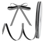 OLYCRAFT 100 Yards 3/8" Stripe Styles Ribbons Grosgrain Satin Fabric Ribbon for Gift Wrapping Floral Arrangements Hair Bows Sewing Wedding Party Decoration - Black & White