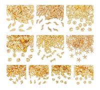 OLYCRAFT 1000pcs Seashells Nail Decoration 10-Style Alloy Epoxy Resin Supplies Mini Starfish Seahorse Resin Supplies Filling Resin Fillers Charms for Resin Jewelry Making and Nail Arts - Golden