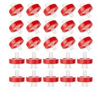 OLYCRAFT 100Pcs Red Syringe Filters Hydrophobic PTFE Membrane 17mm Diameter Lab PTFE Membrane PTFE Hydrophobic 0.22um Membranes Non-Sterile HPLC and GC Needle Filter for Spotting Lab Supplies