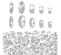 OLYCRAFT 100pcs Sew On Rhinestones Horse Eye Sewing Crystal Glass with Platinum Plated Prongs Cup Mixed Size Flatback Claw Rhinestones for Jewelry, Costume, Dress and Shoes