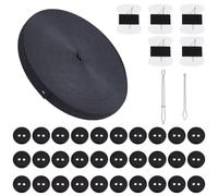 OLYCRAFT 108pcs Waist Adjuster Kit Jean Pants Tightener Black Jean Button Waist Tightener Includes 30m Elastic Cord Bodkin Threader Sewing Needle Thread Buttons for Both Men Women Pants Jeans