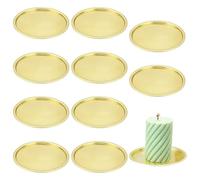 OLYCRAFT 10pcs 108mm Plate Candle Holder Decorative Iron Pillar Candle Holder Golden Pillar Candle Holder Candle Stand for Wax Candles