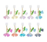 OLYCRAFT 10Pcs Dust Plug Charm 13-18mm Long Mobile Dustproof Plugs with Lily of The Valley Pendants Anti Dust Plugs USB C Port Caps Protector Phone Pendants Accessory for Most Type C Phone