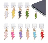 OLYCRAFT 10Pcs Dust Plug Charm 3.1cm Long Anti Dust Plugs Lightning Mobile Dustproof Plugs USB C Port Caps Protector with Alloy Enamel Pendants Phone Pendants Accessory for Most Type C Phone