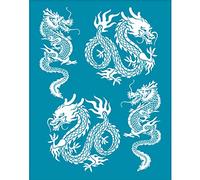 OLYCRAFT 10x12.7cm Clay Stencils Chinese Dragon Silk Screen for Polymer Clay Oriental Dragon Silk Screen Stencils Mesh Transfer Stencils Animal Theme Mesh Stencil for Polymer Clay Jewelry Making