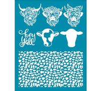 OLYCRAFT 10x12.7cm Dairy Cow Clay Stencils Highland Cow Silk Screen for Polymer Clay Cow Pattern Silk Screen Stencils Mesh Transfer Stencils for Polymer Clay Jewelry Making