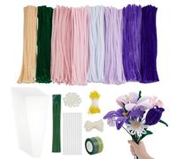 OLYCRAFT 1175pcs Pipe Cleaners Flowers Kit Pink Floral DIY Supplies with Pipe Cleaners Included Ron Stalk Flower Rod Paper Floral Tape Imitated Pearl Acrylic Beads for Art and Craft Supplies