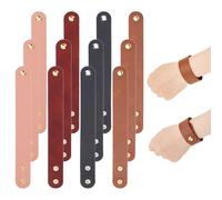 OLYCRAFT 12 Pack Genuine Leather Bracelets 8.7 Inch Adjustable Leather Bracelets Blank Surface Wristband Cuff Bands with Pre-Attached Snap for DIY Crafts Wristbands Men Women Jewelry Making