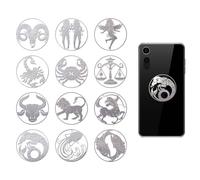 OLYCRAFT 12 Pcs 4x4cm Silver Metal Stickers 12 Constellations Self-Adhesive Decorative Decals Adhesive Picture Stickers Metal Decal Epoxy Sticker for DIY Scrapbooks Epoxy Resin Decoration