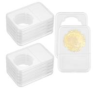 OLYCRAFT 12 Pcs Coin Slab Snap Display Holder 38mm Clear Plastic Storage Case Coin Slab Protector Storage for Morgan Peace IKE Silver Dollar Coin Organize Collection