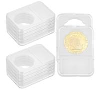 OLYCRAFT 12 Pcs Coin Slab Snap Display Holder 40mm Clear Plastic Storage Case Four-Point Fixation Coin Slab Protector Storage for American Silver Eagle Coin Organize Collection