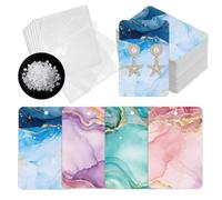 OLYCRAFT 120 Pcs Earring Display Card Set Gold Leaf Pattern Earring Cards 90x60mm Marble Jewelry Display Cards Earrings Packaging Card with Self Adhesive Bag Ear Nuts for Ear Jewelry Showcase