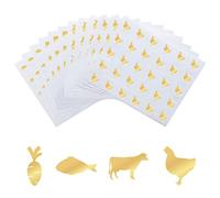 OLYCRAFT 1200pcs 4 Styles Gold Meal Stickers 25mm Food Choice Sticker Cow/Chicken/Fish/Carrot Wedding Meal Indicator Stickers Kitchen Stickers Meal Stickers for Place Card Wedding Party Supplies