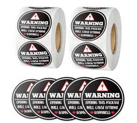OLYCRAFT 1200pcs Warning Extreme Happiness Stickers 5cm Black Round Waterproof Self-Adhesive Labels Round Stickers Eye-Catching Packaging Seals for Packaging Envelope Seals Present Bags
