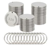 OLYCRAFT 120Pcs Metal Engraving Blanks 30mm Stainless Steel Blank with Ring