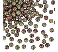 OLYCRAFT 122PCS Natural Stone Beads, 6mm Round, Yellow, Black; Dragon Blood Jasper Gemstone; Energy Stone for Bracelet, Necklace, Jewelry Craft Making