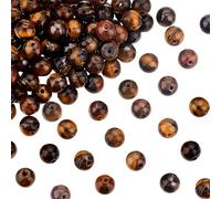 OLYCRAFT 126pcs 6~6.5mm Tiger Eye Round Beads Strands Natural Tiger-Eye Gemstone Round Loose Beads Energy Stone Tiger Eyes Rounds Beads with Storage Box for Bracelet Necklace Jewelry Making
