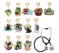 OLYCRAFT 12pcs 12 Styles Cat Stethoscope Charms 25~30mm Potted Plant Stethoscopes Tag Alloy Pendant ID Name Tag Charm Stethoscope Charms Stethoscopes Accessories for Doctor Nurse Medical Assistant