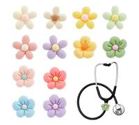 OLYCRAFT 12pcs 12 Styles Flower Stethoscope Charms 15mm Resin Stethoscopes Tag Pendant ID Name Tag Charm Stethoscope Charms Stethoscopes Accessories for Doctor Nurse Medical Assistant