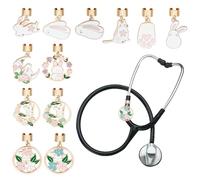 OLYCRAFT 12pcs 12 Styles Rabbit Stethoscope Charms 31~44mm Alloy Stethoscope ID Name Tag Charm for Doctor Nurse Medical Assistant