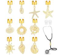 OLYCRAFT 12Pcs 12 Styles Shell Stethoscope Charms 1-1.4 Inch Starfish Stethoscopes Tag Alloy Conch Pendant ID Name Tag Charm Stethoscope Charms with 1 Pair Earplug for Doctor Nurse Medical Assistant