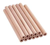 OLYCRAFT 12Pcs 20x1.5cm Hollow Wood Sticks Round Wooden Dowel Rods with 8mm Hole Unfinished Beech Hollow Woods Rods Natural Wood Round Rod for DIY Crafts Arts Projects