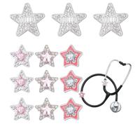 OLYCRAFT 12Pcs 4 Styles Star Stethoscope Charms 18~27mm Stethoscopes Tag Alloy Star Pendant ID Name Tag Charm Stethoscope Charms Stethoscopes Accessories for Doctor Nurse Medical Assistant