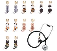 OLYCRAFT 12Pcs 6 Styles Cat Stethoscope Charms 30mm Cat's Back View Stethoscopes Tag Alloy Pendant ID Name Tag Charm Stethoscope Charms Stethoscopes Accessories for Doctor Nurse Medical Assistant