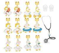 OLYCRAFT 12pcs 6 Styles Duck Stethoscope Charms 37-43mm Animals Stethoscopes Tag Alloy Conch Pendant ID Name Tag Charm Stethoscope Charms with 1 Pair Earplug for Doctor Nurse Medical Assistant