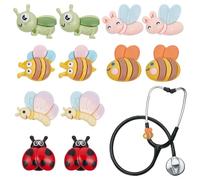 OLYCRAFT 12Pcs 6 Styles Insect Stethoscope Charms 23mm Butterfly and Bee Resin Stethoscopes Pendant Stethoscope ID Name Tag Charms Stethoscopes Accessories for Doctor Nurse Medical Assistant