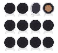 OLYCRAFT 12Pcs Acrylic Coin Displays with Base 20/25/30/35/40mm Adjustable Coins Collection Cases Round Coins Display Stand Clear Acrylic Coin Protector with Black Pad Inside for Medal Award Ceremony