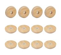 OLYCRAFT 12Pcs Bamboo Lids for Glass Cups 70mm Wood Mason Jar Lids with Straw Hole Reusable Cup Lid Replacement Beer Glasses Lid with Leak-proof Silicone for Regular Mouth Beer Glasses