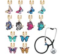 OLYCRAFT 12Pcs Butterfly Stethoscope Charms 15~28mm Moth Stethoscopes Tag Alloy Pendant ID Name Tag Charm Stethoscope Charms Stethoscopes Accessories for Doctor Nurse Medical Assistant