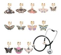 OLYCRAFT 12Pcs Butterfly Stethoscope Charms 18~24mm Moth Stethoscopes Tag Alloy Pendant ID Name Tag Charm Stethoscope Charms Stethoscopes Accessories for Doctor Nurse Medical Assistant