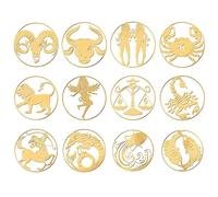 OLYCRAFT 12Pcs Constellation Stickers Golden Zodiac Signs 4cm for Crafts