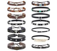 OLYCRAFT 12Pcs Cowboy Hat Bands Ethnic Western Hat Belts Bands Beaded Cowboy Supply Cowboys Hats Band Replacement Rural Classical Hatbands Rural Cowgirls Hatbands for Women Men Cowgirls