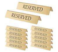 OLYCRAFT 12Pcs Golden Metal Reserved Table Signs Stainless Steel Table Top Reserved Sign Gold Reservation Seat Sign for Tables Tent Signs for Restaurant Wedding Office Meeting Party 15x3.8x3.2cm