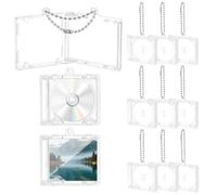OLYCRAFT 12Pcs Mini Cd Holder Keychain Mini Cd Cases Album Cases Clear Plastic DVD Keyring Compact Disc Holder Personalized for DIY Backpack Hanging Decor for Personal Photos and Memories