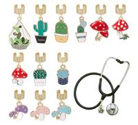 OLYCRAFT 12Pcs Mushroom Stethoscope Charms 25~41mm Cactus Stethoscopes Tag Alloy Enamel Pendant ID Name Tag Charm Stethoscope Charms Stethoscopes Accessories for Doctor Nurse Medical Assistant