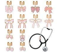OLYCRAFT 12Pcs Pink Bowknot Stethoscope Charms 15~25mm Alloy Enamel Stethoscopes Pendant Stethoscope ID Name Tag Charms Stethoscopes Accessories for Doctor Nurse Medical Assistant