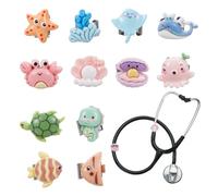 OLYCRAFT 12Pcs Sea Animals Stethoscope Charms 15mm Resin Stethoscopes Tag Animal Pendant ID Name Tag Charm Stethoscope Charms Stethoscopes Accessories for Doctor Nurse Medical Assistant