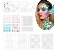 OLYCRAFT 13Pcs Fish Scale Stencil Plastic Mermaid Face Paint Makeup Templates Mermaid Scale Stencil with Self-Adhesive Rhinestones Stickers for Painting Carnival Fancy Dress Face Makeup DIY