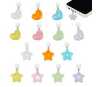 OLYCRAFT 14Pcs Heart and Star Dust Plug Charms 1.5 Inch Mobile Dustproof Plugs with Resin Pendants Type C Dust Plug Charm Type C Port Protector Phone Accessory for Most Type-C Phone